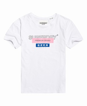 Superdry Premium Brand Patch Portland Női Pólók Fehér | YPOJR7281